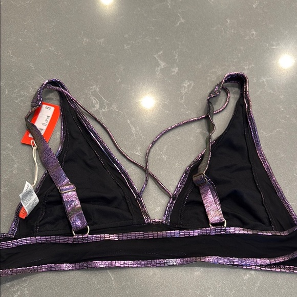 River Island Purple Metallic Bikini Top - Picture 3 of 4